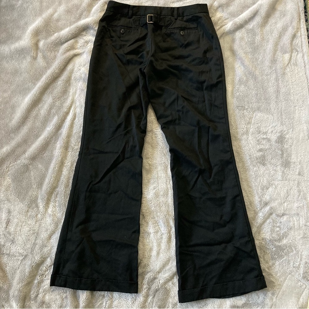 Ralph Lauren Blue Label 100% Wool Black Cuffed Wide Leg Dress Trouser Pants Size